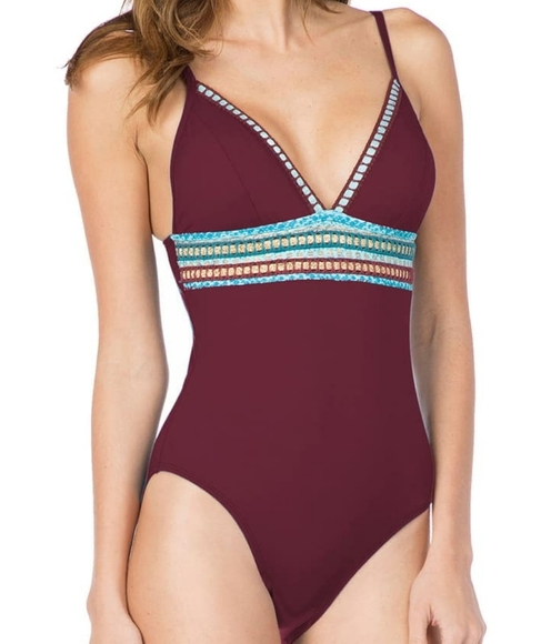 La Blanca Running Stitch One-piece Swimsuit Sz 4 - Picture 1 of 6